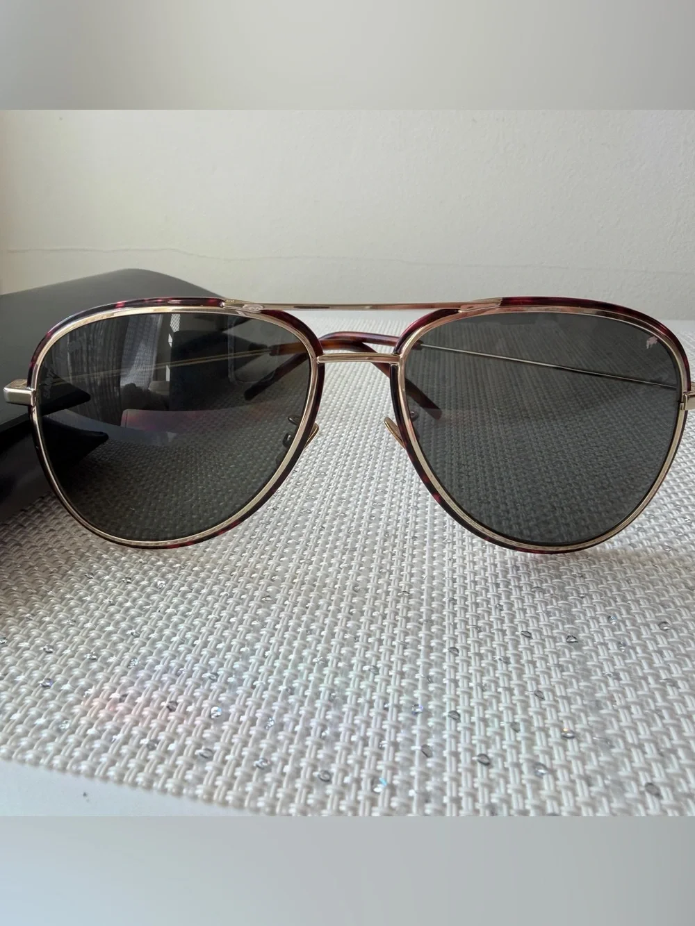 Saint Laurent Tortoiseshell and Gold Aviator Sunglasses